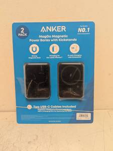 lot 228 image: NEW ANKER MAGGO MAGNETIC POWER BANKS WITH KICKSTANDS 2PK