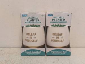 lot 239 image: (2) NEW BACK TO THE ROOTS WELLNESS PLANTER GROW KIT ORGANIC SWEET BASIL