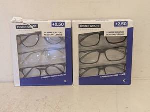 lot 262 image: (2) NEW FOSTER GRANT 2.50 READING GLASSES 3PK