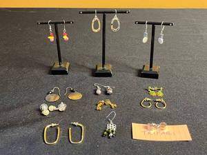 lot 37 image: Vintage Jewelry Earring Assortment - Clip-On, Hoop & Pearl Drops Inc Trifari