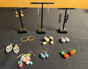 lot 39 image: Costume Earrings Assortment - Pearl Drops, Glass & Bead Drops