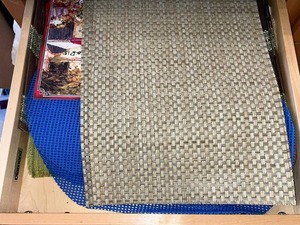 lot 79 image: Assorted Placemats - Beige Woven, Blue Mesh, Green Textured Mats
