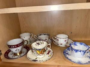 lot 92 image: Teacups & Saucers - Porcelain, Assorted Floral Patterns