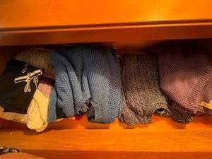 lot 148 image: Assorted Womens Sweaters & Cardigans - Croft & Barrow, Coldwater Creek, Karen Scott in 3 Storage Boxes