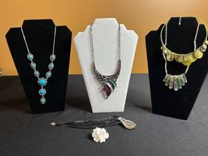lot 190 image: Turquoise, Abstract Gem & Enamel & Thrive Bib Necklaces & More