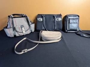 lot 209 image: Coco Carmen by Nine West Crossbody & CHAPS Monogram & Checkered Handbags (Lot of 4)