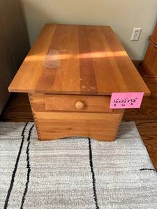 lot 234 image: Wood Coffee Table With Drawer - 16 x 22 x 38 in