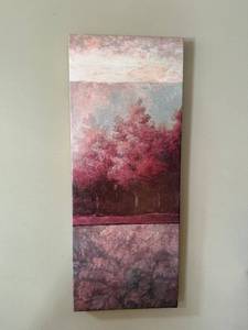 lot 236 image: Brooks Landscape Diptych - 2-Panel Pink Tree Landscape, 40 in Tall