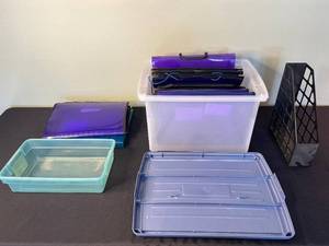 lot 256 image: Plastic Document Folders & Storage Bins - Purple Teal Grid File Holder