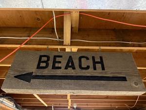 lot 309 image: Beach Sign with Arrow - Weathered Wood Coastal Decor