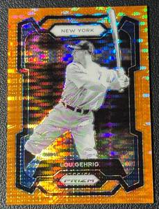 lot 21 image: Lou Gehrig 2024 Prizm Baseball Orange Pulsar 394399 New York Yankees Baseball Card No. 109