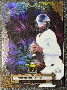 lot 24 image: Shedeur Sanders 2024 Wild Card 7-Card Studs Rookie 16 Cleveland Browns Rookie Football Card No. P7CSH-SS3