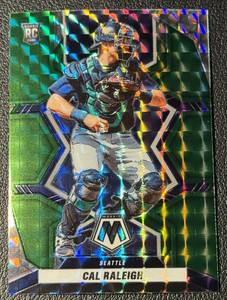 lot 25 image: Cal Raleigh 2022 Mosaic Green Seattle Mariners Rookie Baseball Card No. 242