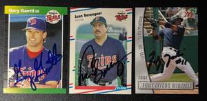 lot 37 image: Minnesota Twins In-Person Auto 3-Card Baseball Card Lot (Gaetti, Berenguer, & Molina)