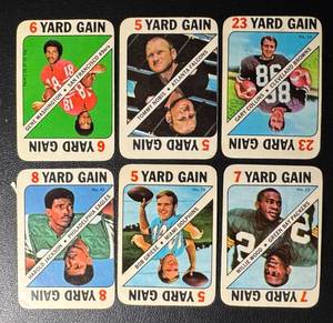 lot 40 image: 1971 Topps Game Card 6-Card Vintage Football Card Lot