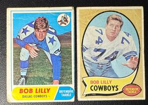 lot 43 image: Bob Lilly 2-Card Vintage Dallas Cowboys Football Card Lot