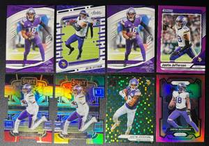 lot 72 image: Justin Jefferson 8-Card Parallel Minnesota Vikings Football Card Lot