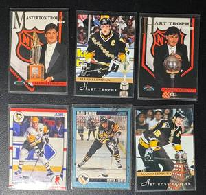 lot 109 image: Mario Lemieux 6-Card Pittsburgh Penguins Hockey Card Lot