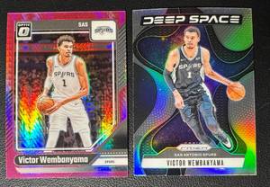 lot 123 image: Victor Wembanyama San Antonio Spurs 2-Card Parallel Basketball Card Lot