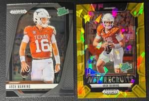lot 136 image: Arch Manning 2-Card Texas Longhorns Prospect Football Card Lot