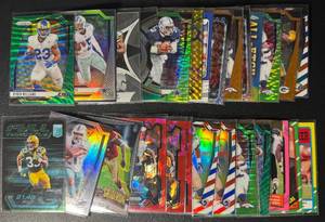 lot 137 image: 28-Card Star RB InsertsParallel Football Card Lot (Jones, Gore, Faulk, and more)