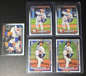 lot 156 image: Yoshinobu Yamamoto 5-Card Rookie Los Angeles Dodgers Baseball Card Lot
