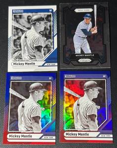 lot 190 image: Mickey Mantle 4-Card New York Yankees MLB Baseball Card Lot