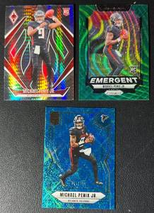 lot 199 image: Michael Penix 3-Card Rookie ParallelNumbered Atlanta Falcons Football Card Lot