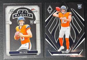 lot 203 image: Bo Nix 2-Card Denver Broncos Rookie Football Card Lot