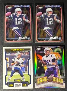lot 206 image: Tom Brady 4-Card w Refractor New England Patriots Football Card Lot