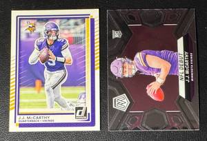 lot 211 image: J.J. McCarthy 2-Card RookieBase Minnesota Vikings Football Card Lot