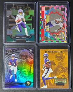 lot 214 image: Jordan Addison 4-Card RookieInsert Minnesota Vikings Football Card Lot
