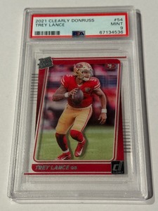 lot 20A image: Trey Lance PSA 9 Mint 2021 Clearly Donruss #54 Football Card Rookie