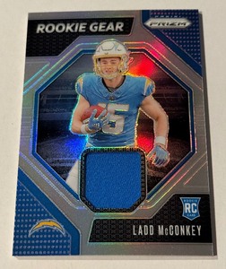 lot 257 image: Ladd McConkey RC Patch 2024 Prizm Rookie Gear #RG-LMY Football Card