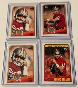 lot 267 image: Jerry Rice and Joe Montana 4 Card 1988 Topps Vintage Football Lot