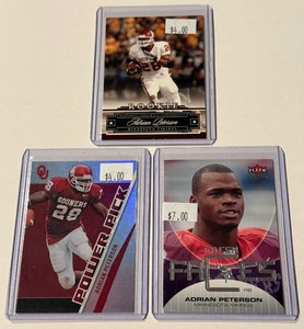 lot 70A image: Adrian Peterson 3 Car Rookie Football Lot