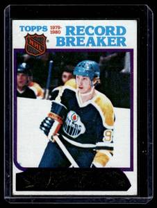 lot 4A image: Wayne Gretzky 2nd Year 1980 Topps Record Breaker #3 Vintage Hockey Card