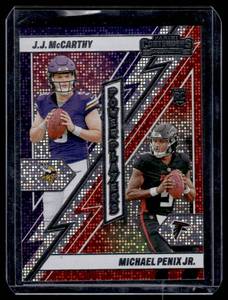 lot 52A image: JJ McCarthy  Michael Penix RC Foil 2024 Contenders Power Players #21 Rookie Football Card