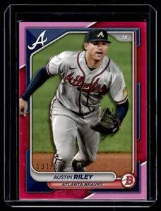 lot 56A image: Austin Riley 299 Pink SP 2024 Bowman #58 Baseball Card