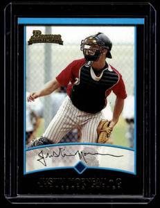 lot 65A image: Justin Morneau RC 2001 Bowman #361 Rookie Minnesota Twins Baseball Card