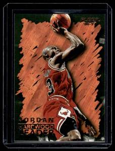 lot 74A image: Michael Jordan 1996-97 Fleer Hardwood Leader #123 Basketball Card