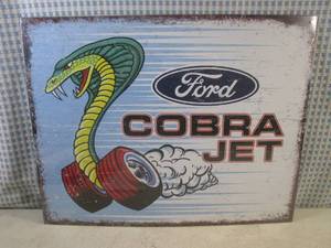 lot 1 image: (EC1) Ford Cobra Jet Tin Sign 16 x...