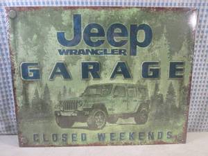 lot 5 image: (EC1) Jeep Wrangler Garage Tin Sign...