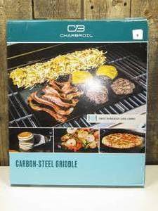 lot 9 image: Charbroil Carbon Steel Heat-Resistant Griddle Stone Grill Topper Silver
