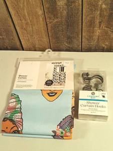 lot 29 image: Shower Curtain & Hooks