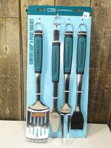 lot 62 image: Charbroil 4pc Comfort Grip Tool Heat-Resistant Grill Cookware Set