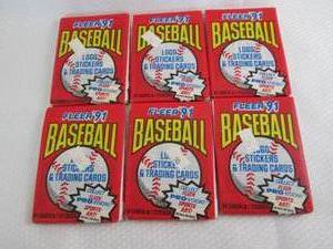 lot 88 image: 6-1991 Fleer Baseball Packs...