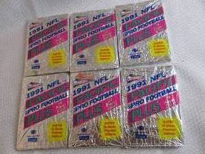 lot 161 image: 6- 1991 NFL Pacific Plus Packs...