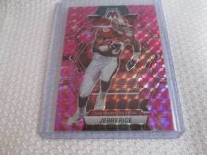 lot 166 image: 2023 Mosaic Jerry Rice Pink Prizm C...