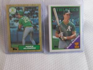 lot 236 image: 1987 & 1988 Topps Mark McGwire Card...